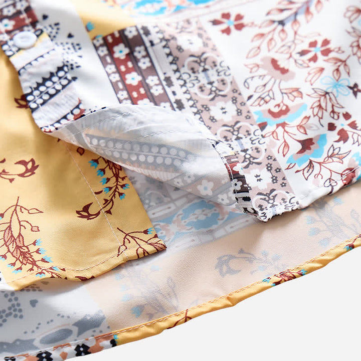 Camicia da uomo in stile retrò con patchwork azteco e floreale e stampa paisley. - image 6