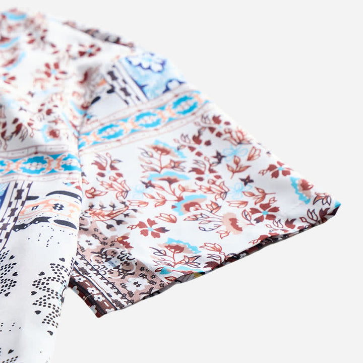 Camicia da uomo in stile retrò con patchwork azteco e floreale e stampa paisley. - image 7