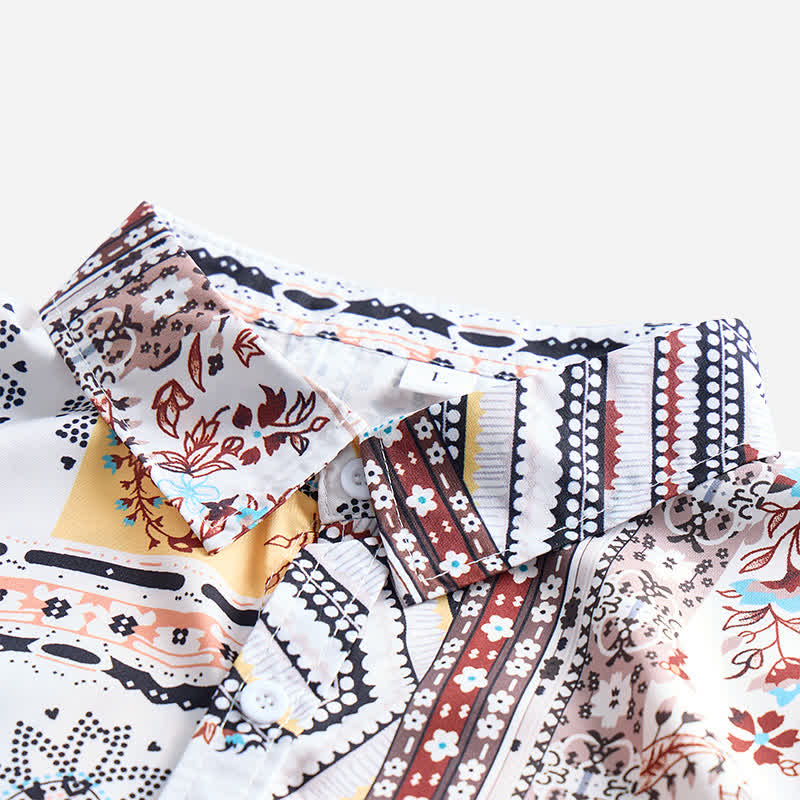 Camicia da uomo in stile retrò con patchwork azteco e floreale e stampa paisley. - image 4