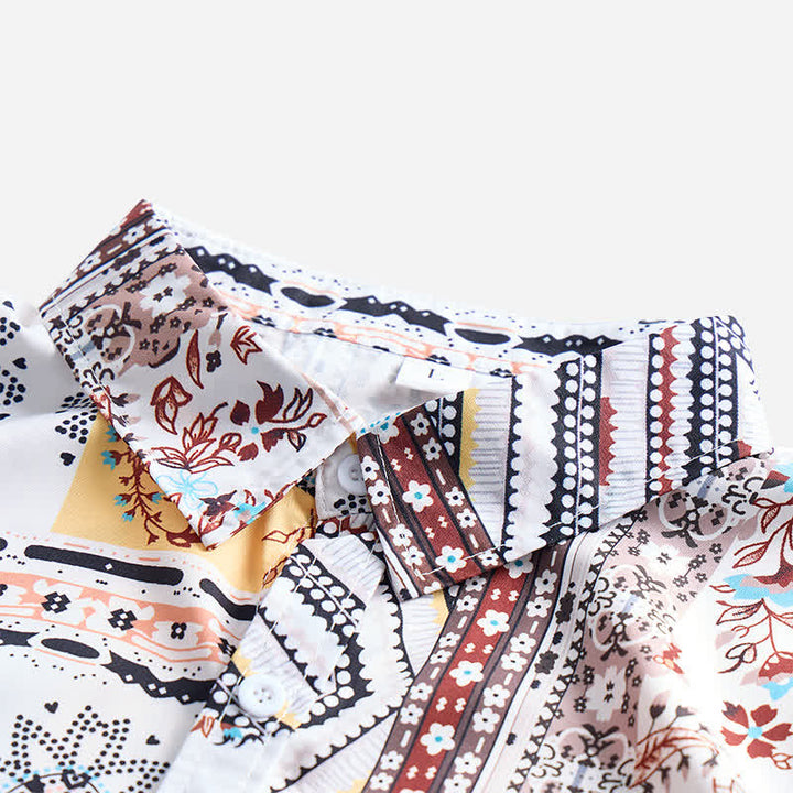 Camicia da uomo in stile retrò con patchwork azteco e floreale e stampa paisley. - image 4