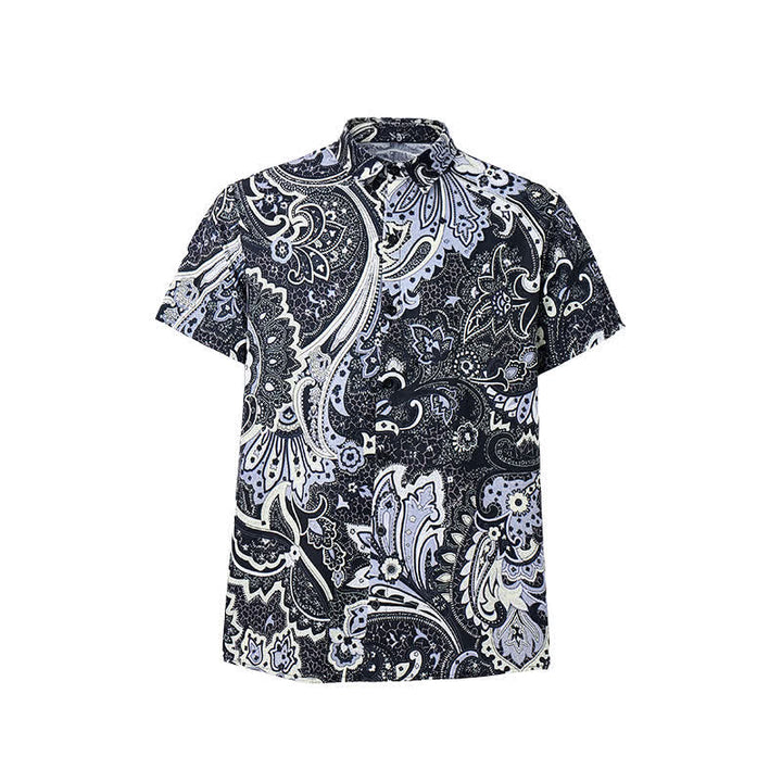 Camicia casual da uomo grigia e bianca con stampa floreale paisley - image 8