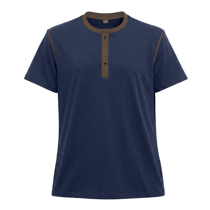 Polo da uomo a maniche corte con scollo rotondo e cuciture a contrasto - Blu reale - 3XL - image 17