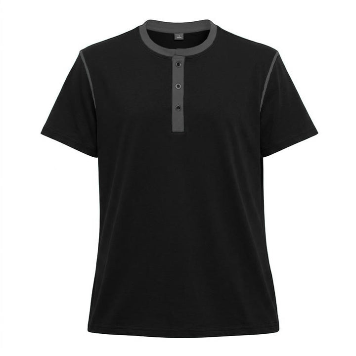 Polo da uomo a maniche corte con scollo rotondo e cuciture a contrasto - Nero - 3XL - image 27