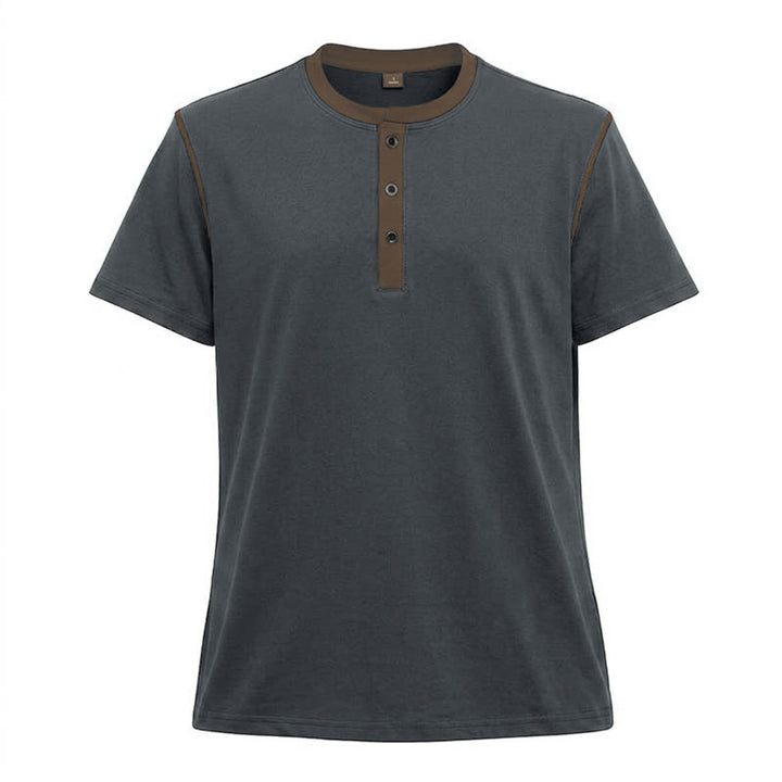 Polo da uomo a maniche corte con scollo rotondo e cuciture a contrasto - Grigio scuro - 3XL - image 23
