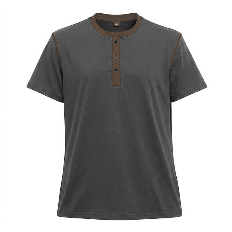 Polo da uomo a maniche corte con scollo rotondo e cuciture a contrasto - Grigio cenere scuro - 3XL - image 33