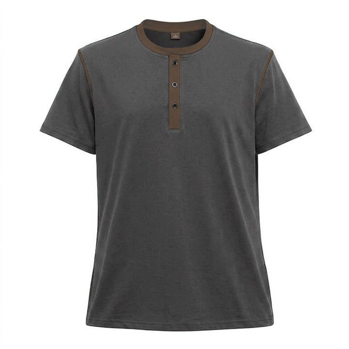Polo da uomo a maniche corte con scollo rotondo e cuciture a contrasto - Grigio cenere scuro - 3XL - image 33