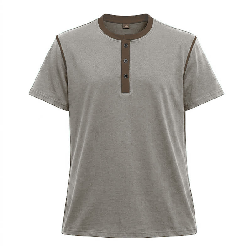 Polo da uomo a maniche corte con scollo rotondo e cuciture a contrasto - Grigio cenere chiaro - 3XL - image 31