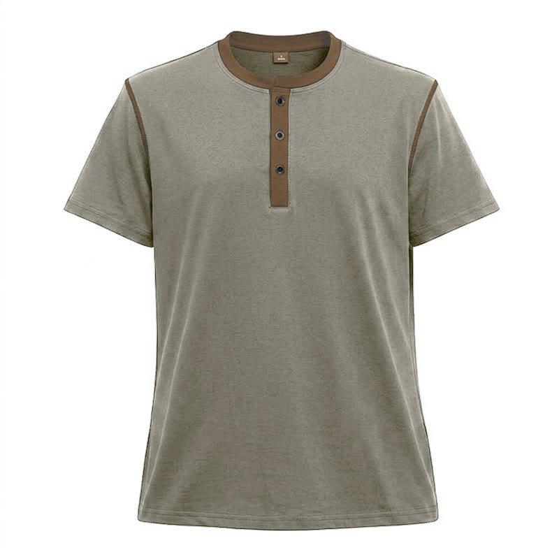 Polo da uomo a maniche corte con scollo rotondo e cuciture a contrasto - Grigio - 3XL - image 13