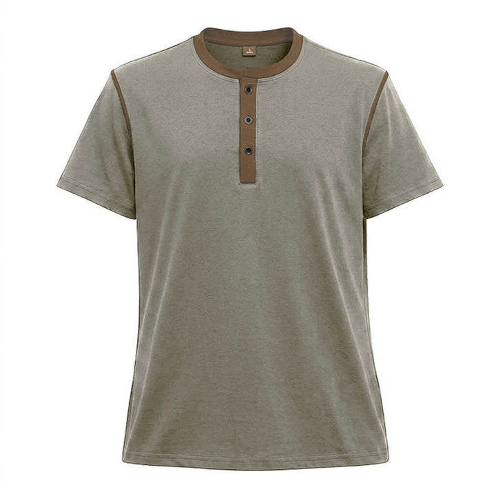 Polo da uomo a maniche corte con scollo rotondo e cuciture a contrasto - Grigio - 3XL - image 13