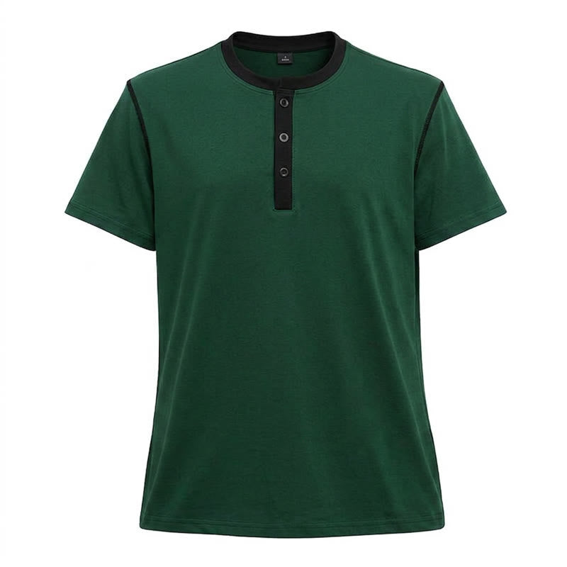 Polo da uomo a maniche corte con scollo rotondo e cuciture a contrasto - Verde scuro - 3XL - image 19