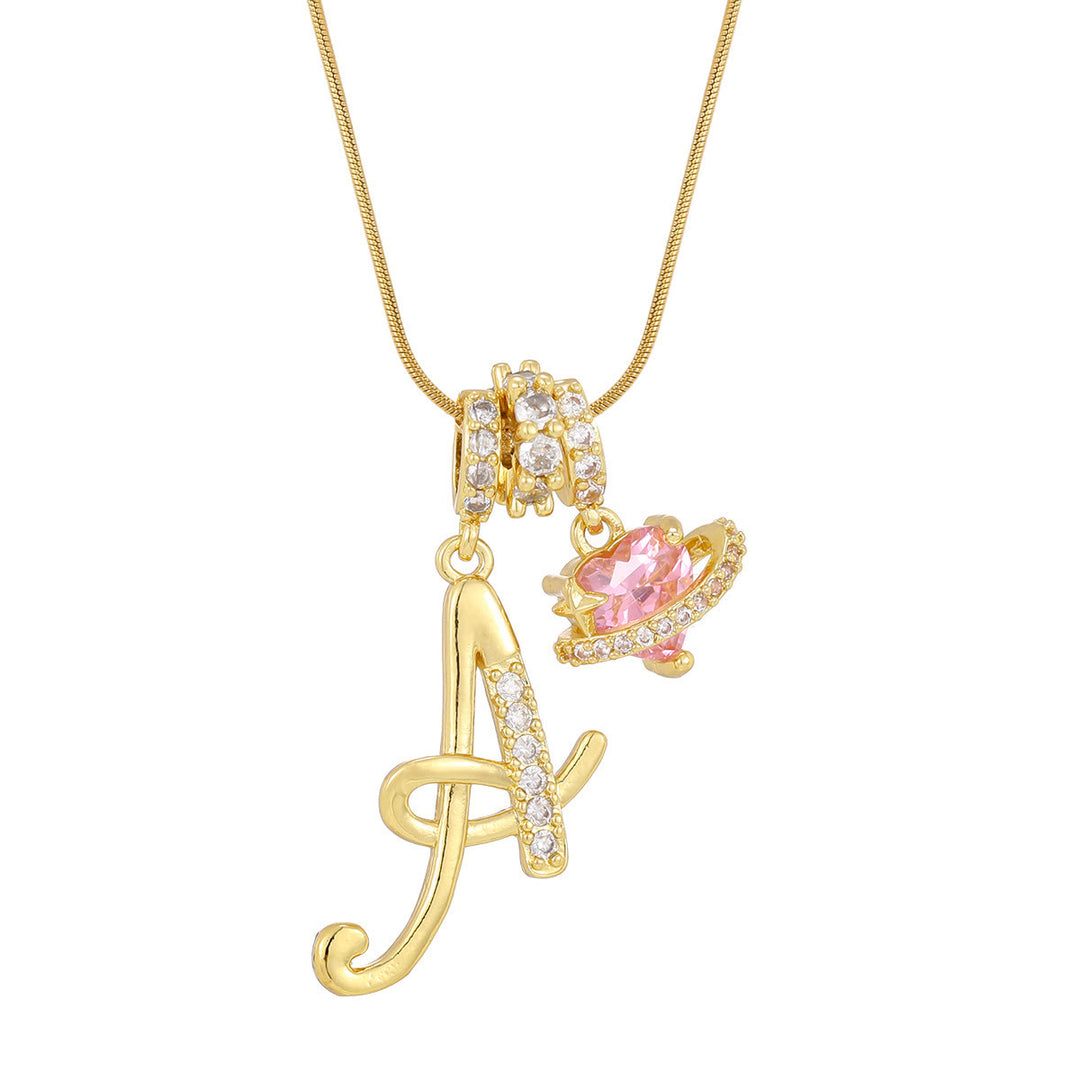 Collana con ciondolo a forma di cuore rosa in stile Dopamine, alla moda. - UN - D'oro - image 3