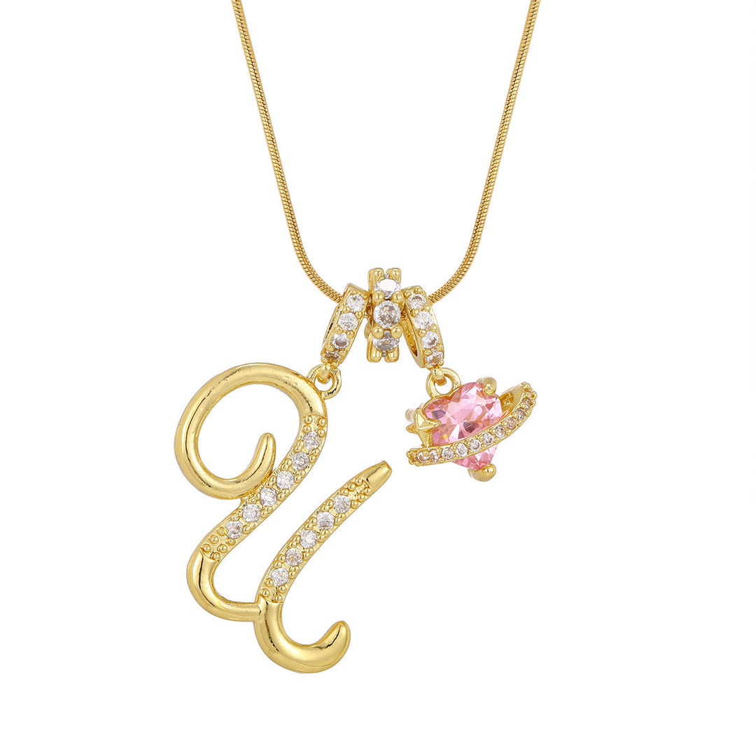 Collana con ciondolo a forma di cuore rosa in stile Dopamine, alla moda. - U - D'oro - image 22