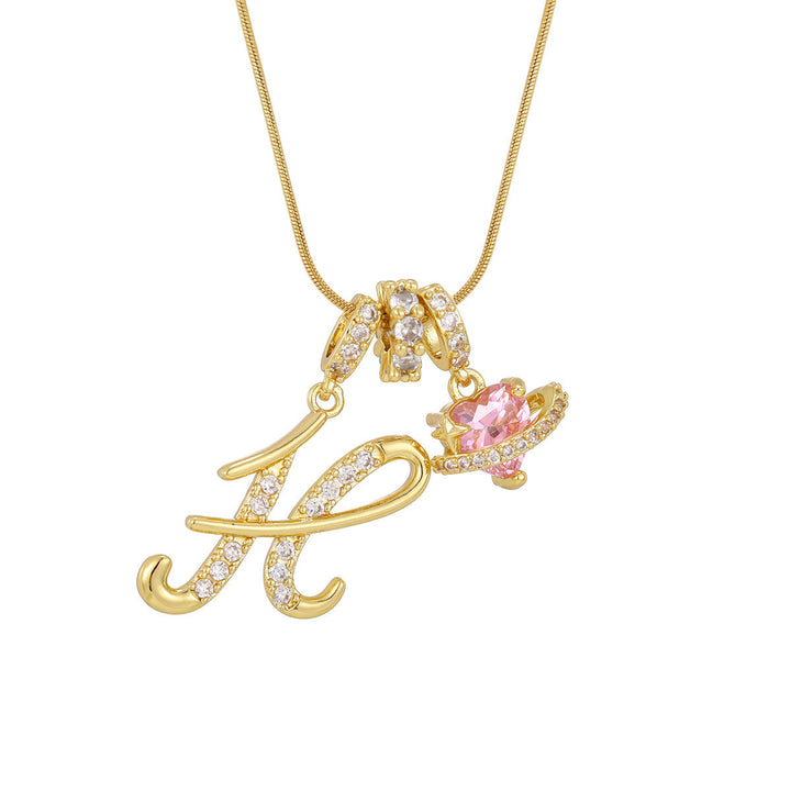 Collana con ciondolo a forma di cuore rosa in stile Dopamine, alla moda. - H - D'oro - image 10