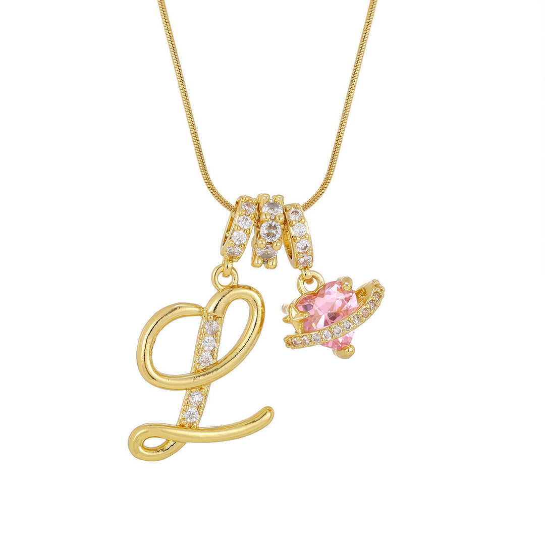 Collana con ciondolo a forma di cuore rosa in stile Dopamine, alla moda. - L - D'oro - image 13