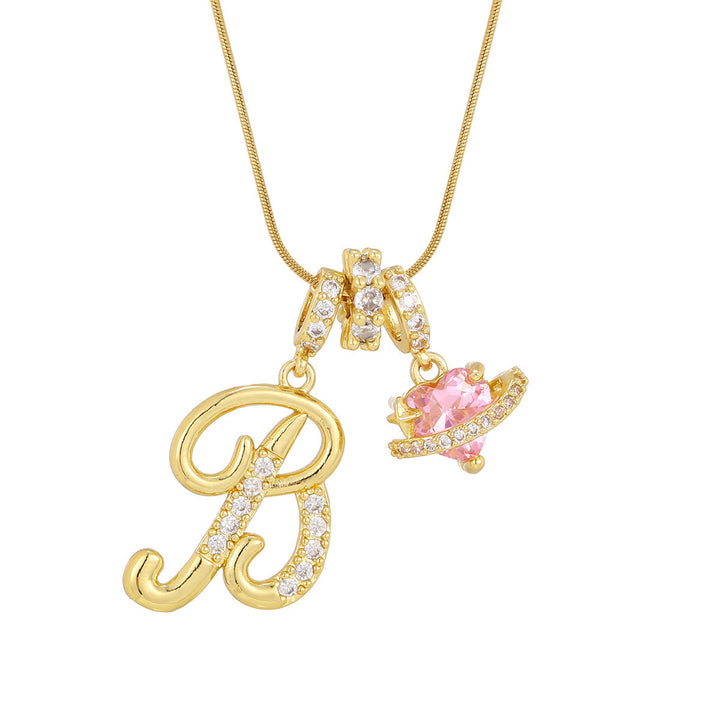 Collana con ciondolo a forma di cuore rosa in stile Dopamine, alla moda. - B - D'oro - image 4