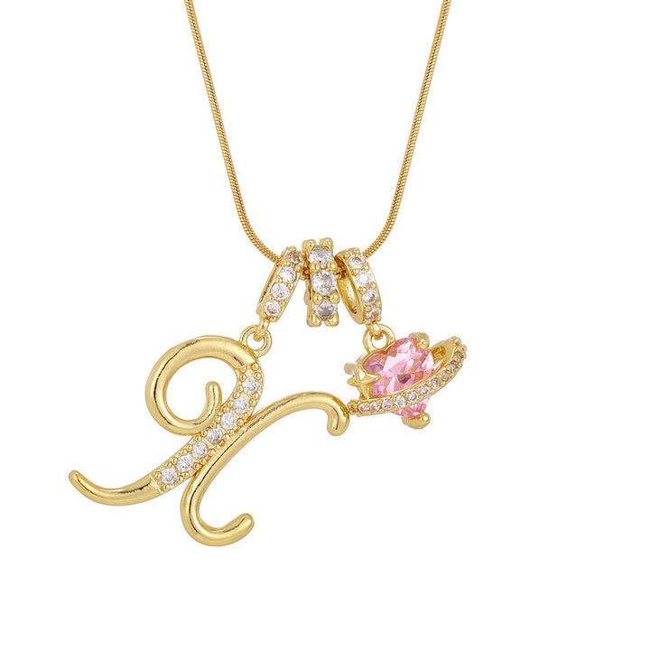 Collana con ciondolo a forma di cuore rosa in stile Dopamine, alla moda. - X - D'oro - image 25
