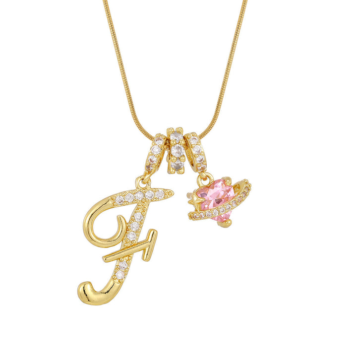 Collana con ciondolo a forma di cuore rosa in stile Dopamine, alla moda. - F - D'oro - image 8