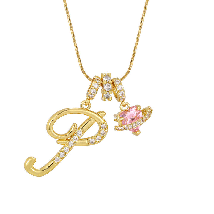 Collana con ciondolo a forma di cuore rosa in stile Dopamine, alla moda. - P - D'oro - image 17