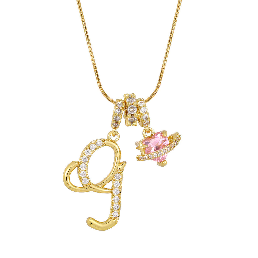 Collana con ciondolo a forma di cuore rosa in stile Dopamine, alla moda. - G - D'oro - image 9
