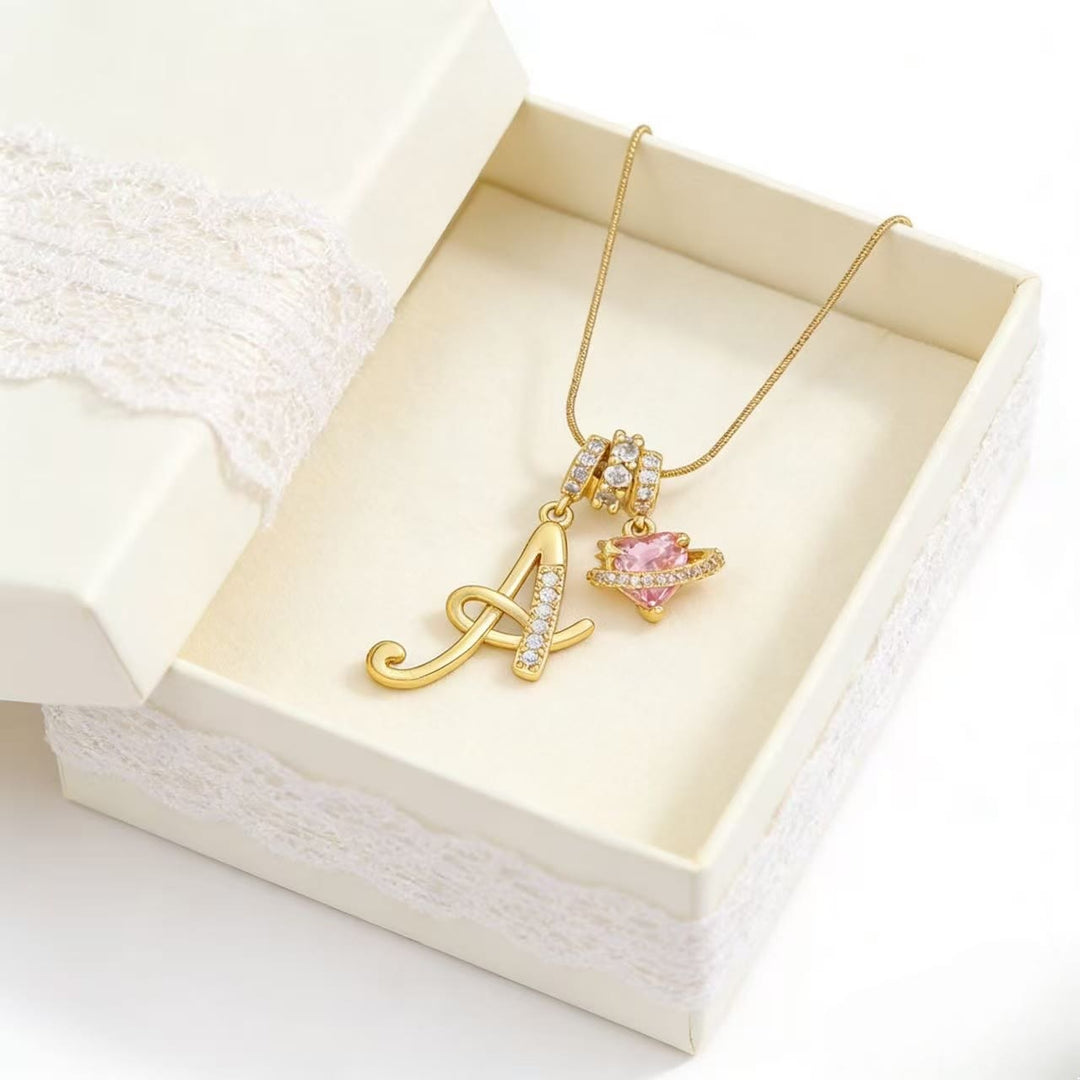Collana con ciondolo a forma di cuore rosa in stile Dopamine, alla moda. - image 2
