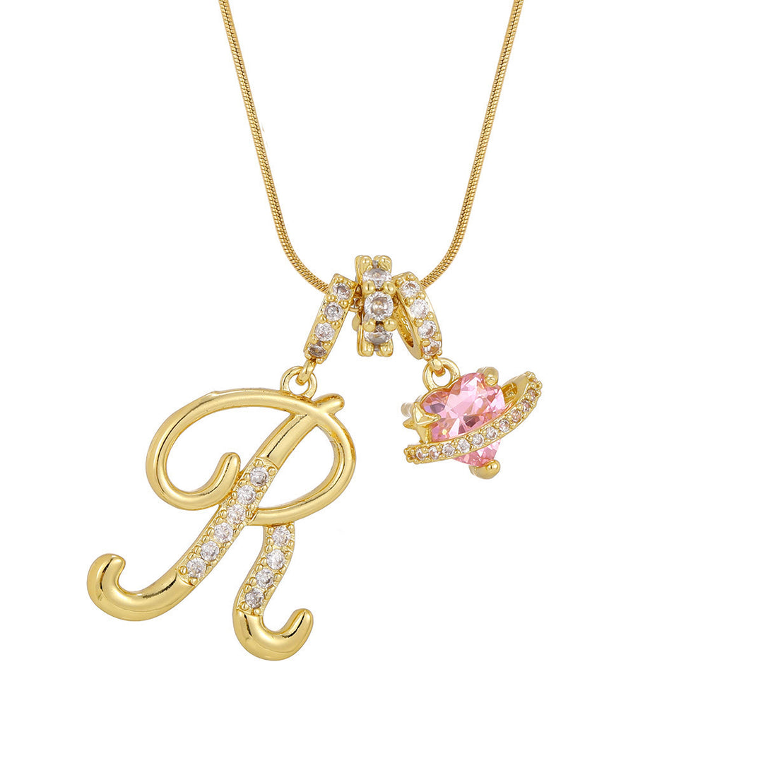 Collana con ciondolo a forma di cuore rosa in stile Dopamine, alla moda. - R - D'oro - image 19