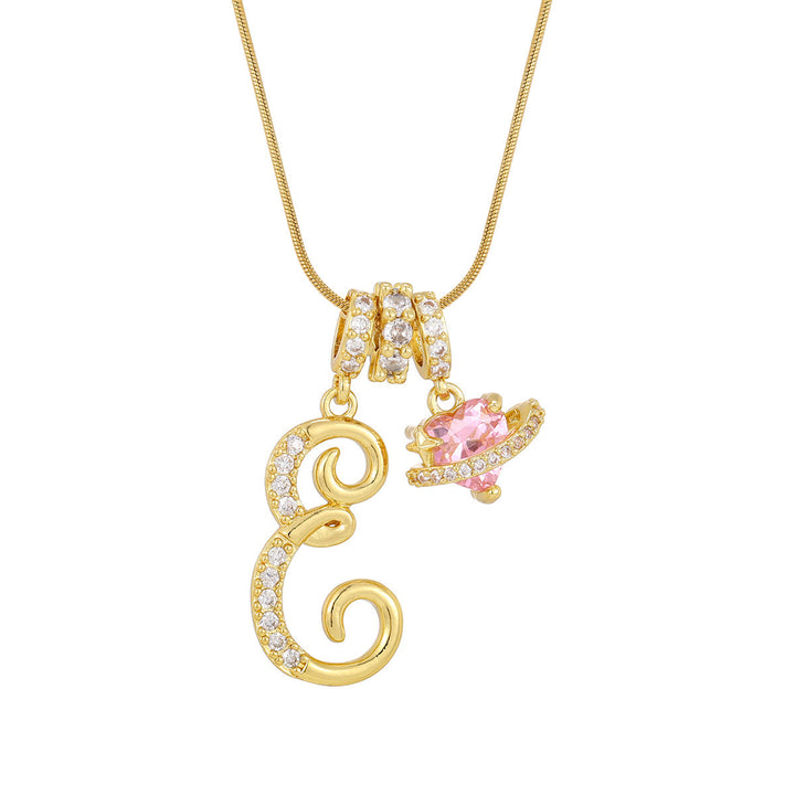 Collana con ciondolo a forma di cuore rosa in stile Dopamine, alla moda. - E - D'oro - image 7
