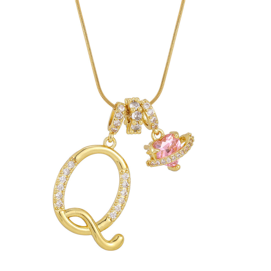 Collana con ciondolo a forma di cuore rosa in stile Dopamine, alla moda. - Q - D'oro - image 18