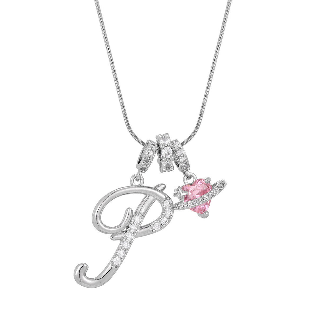 Collana con ciondolo a forma di cuore rosa in stile Dopamine, alla moda. - P - Argento - image 43