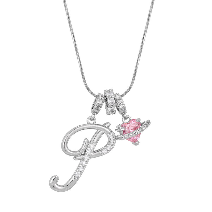 Collana con ciondolo a forma di cuore rosa in stile Dopamine, alla moda. - P - Argento - image 43
