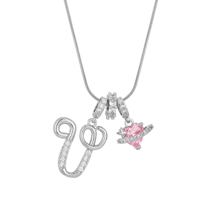 Collana con ciondolo a forma di cuore rosa in stile Dopamine, alla moda. - V - Argento - image 49