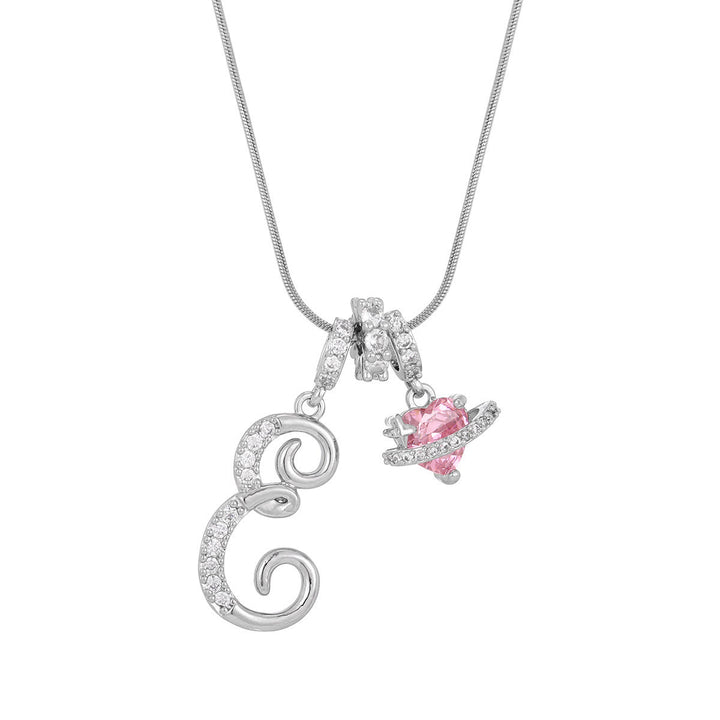 Collana con ciondolo a forma di cuore rosa in stile Dopamine, alla moda. - E - Argento - image 33