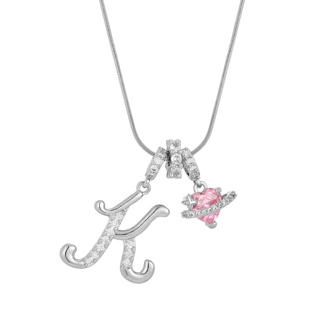 Collana con ciondolo a forma di cuore rosa in stile Dopamine, alla moda. - K - Argento - image 28