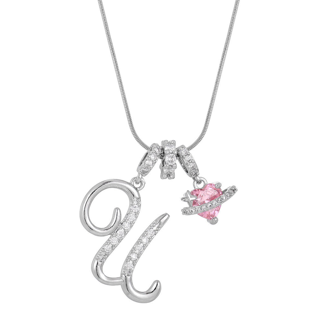 Collana con ciondolo a forma di cuore rosa in stile Dopamine, alla moda. - U - Argento - image 48