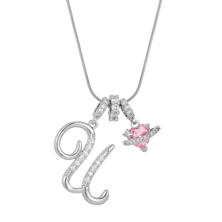 Collana con ciondolo a forma di cuore rosa in stile Dopamine, alla moda. - U - Argento - image 48