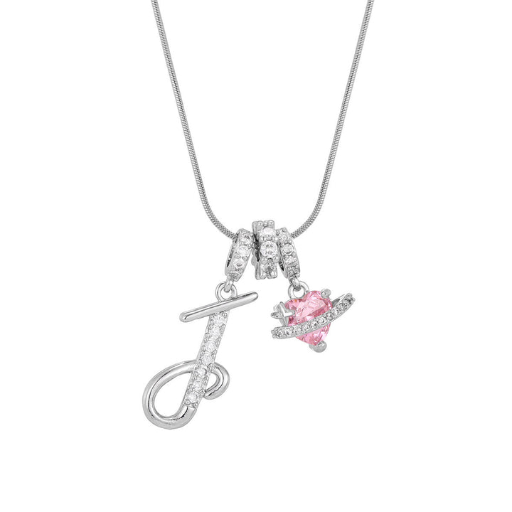 Collana con ciondolo a forma di cuore rosa in stile Dopamine, alla moda. - J - Argento - image 38