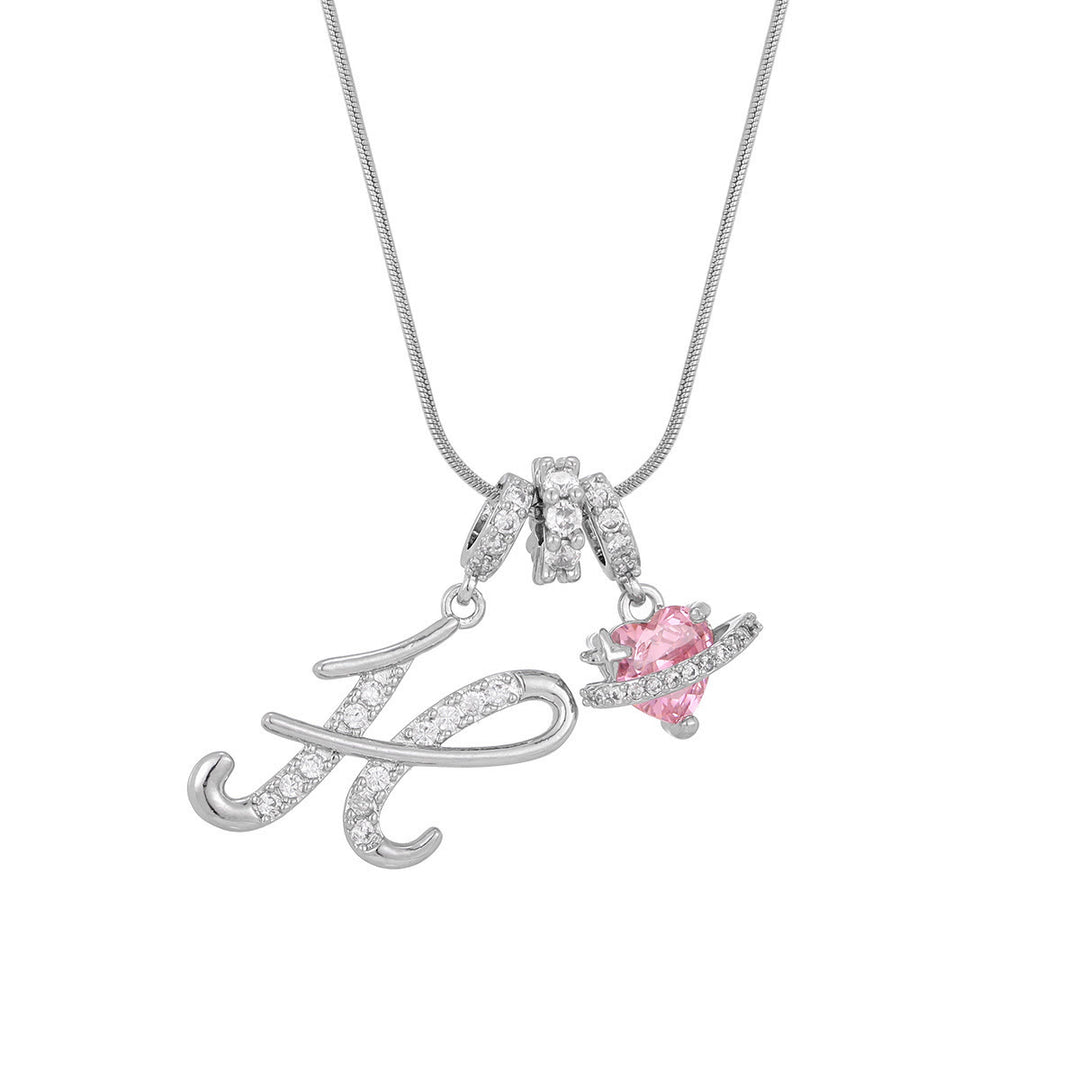 Collana con ciondolo a forma di cuore rosa in stile Dopamine, alla moda. - H - Argento - image 36