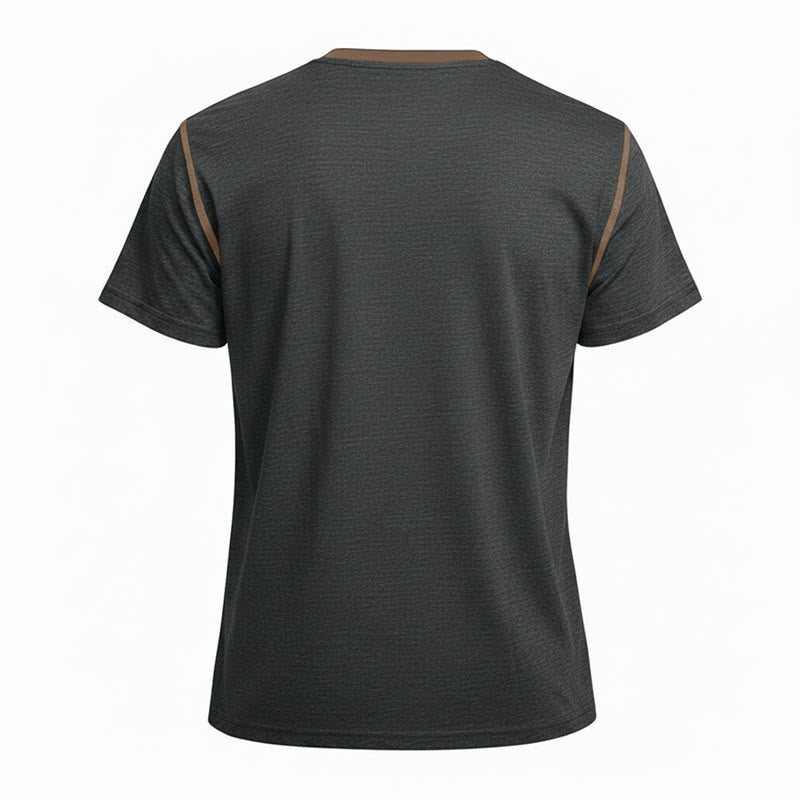 Polo da uomo a maniche corte con scollo rotondo e cuciture a contrasto - image 34