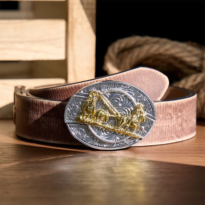 Cintura in pelle con fibbia dorata e coltello pieghevole nascosto, ideale per carrozze western fai-da-te. - Carrozza trainata da cavalli - Cintura marrone effetto invecchiato - 42 - image 5