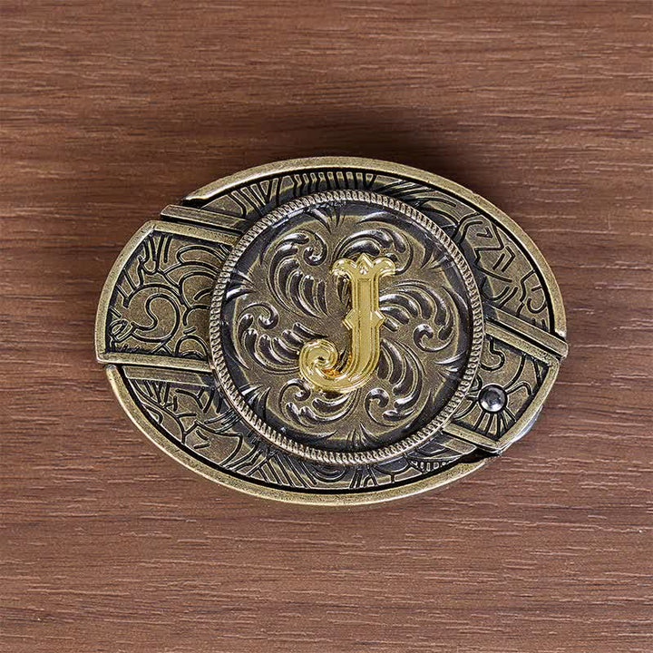 Cintura in pelle con fibbia a coltello nascosta e iniziale in bronzo antico fai-da-te - image 5