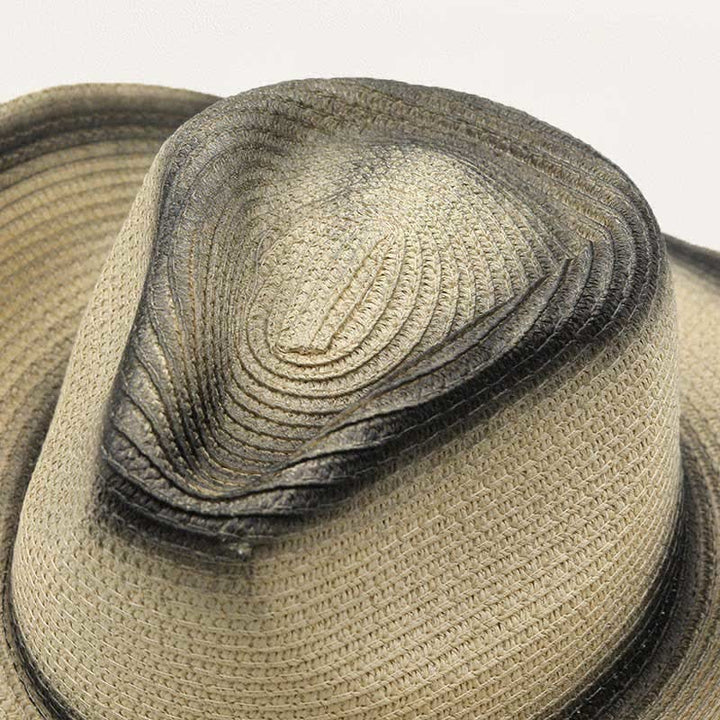 Cappello da cowboy in paglia stile retrò bohémien con frange e catena. - image 1