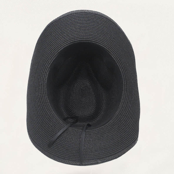 Cappello da cowboy in paglia effetto invecchiato con fascia rustica e dettaglio vintage. - image 3