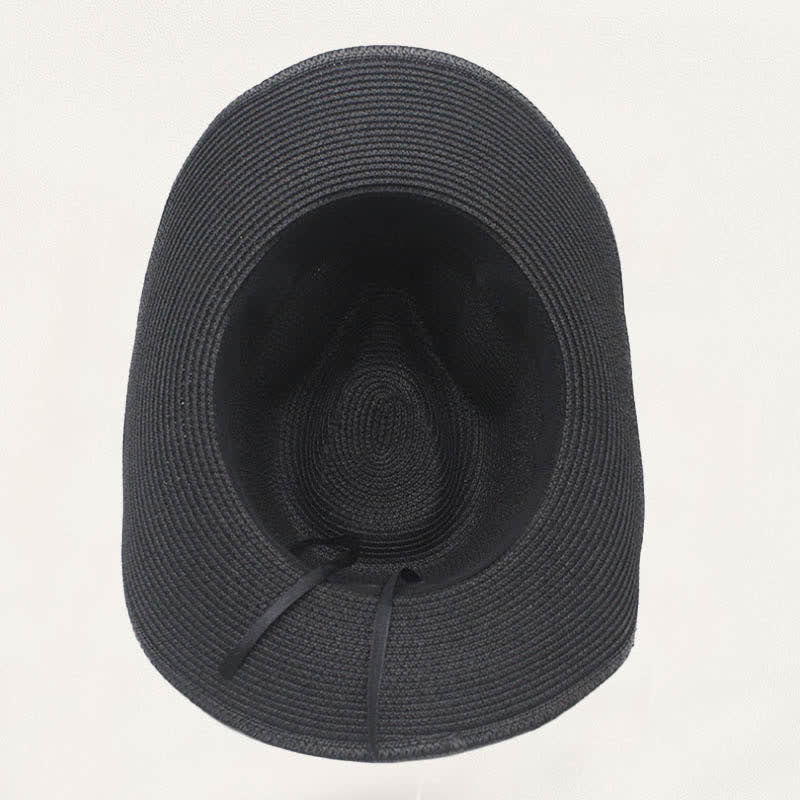 Cappello da cowboy in paglia effetto invecchiato con fascia rustica e dettaglio vintage. - image 3