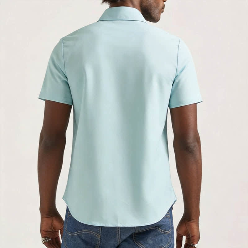 Camicia western da uomo a maniche corte con motivo etnico verde salvia - image 2