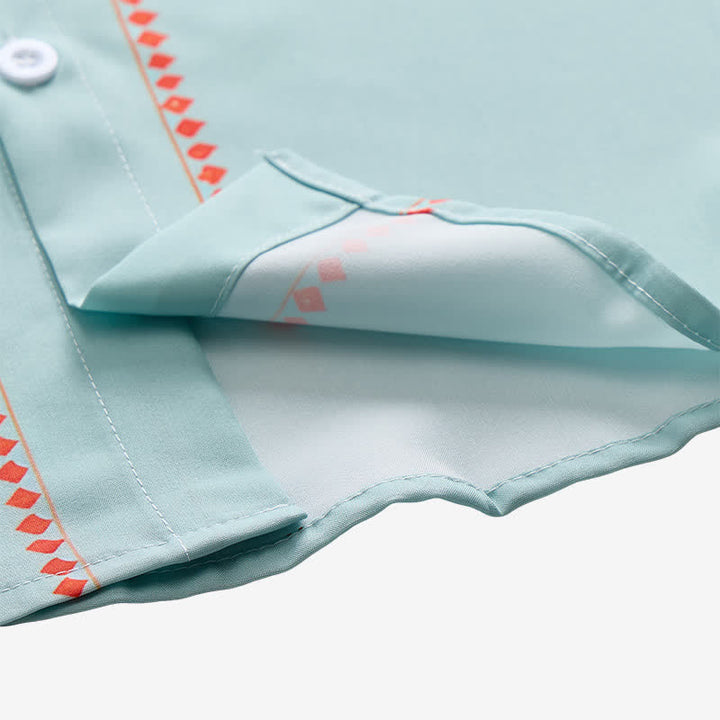 Camicia western da uomo a maniche corte con motivo etnico verde salvia - image 9