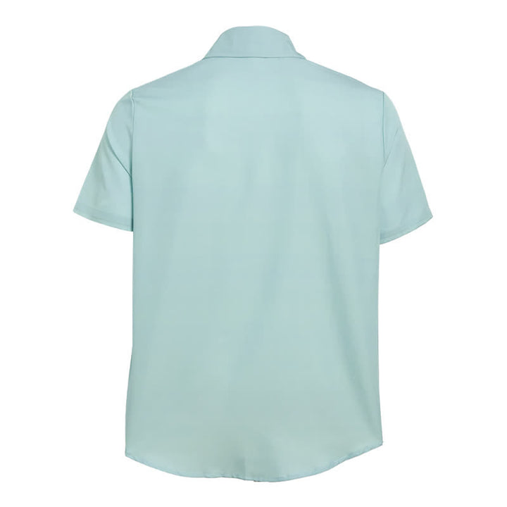 Camicia western da uomo a maniche corte con motivo etnico verde salvia - image 4