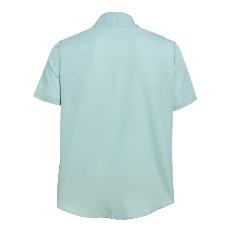 Camicia western da uomo a maniche corte con motivo etnico verde salvia - image 4