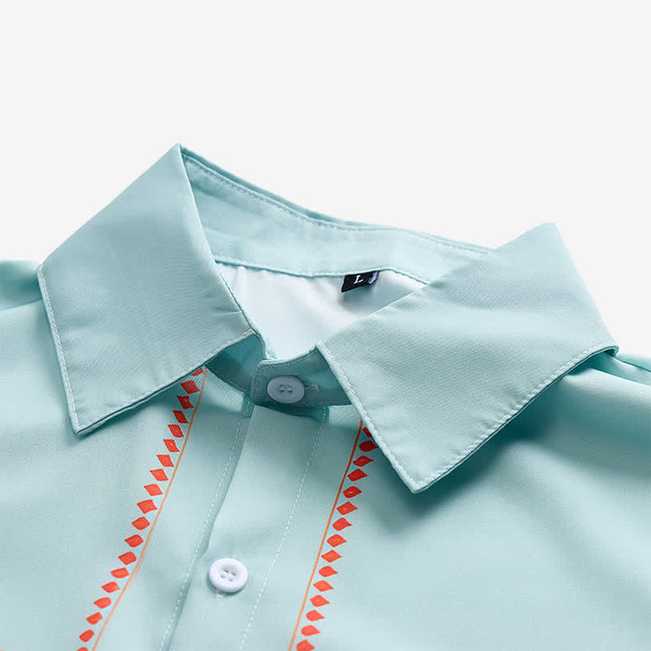 Camicia western da uomo a maniche corte con motivo etnico verde salvia - image 6