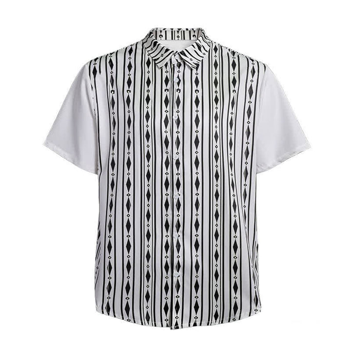 Camicia western da uomo bianca con stampa a righe verticali geometriche - image 9