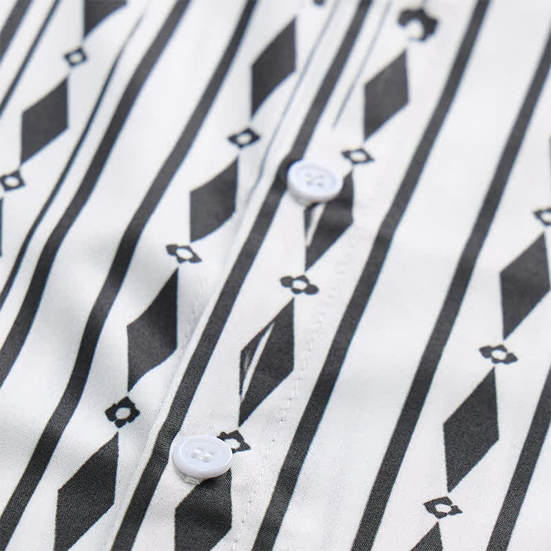 Camicia western da uomo bianca con stampa a righe verticali geometriche - image 5