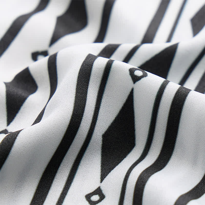 Camicia western da uomo bianca con stampa a righe verticali geometriche - image 6